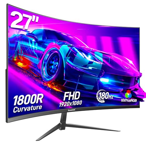 gawfolk 27 zoll curved gaming monitor 165hz 180hz full hd 1080p freeSync eye care VESA