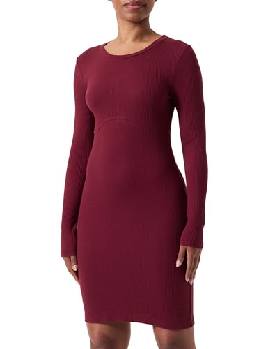 pieces Kleid Damen langärmlig, tawny port, Größe S