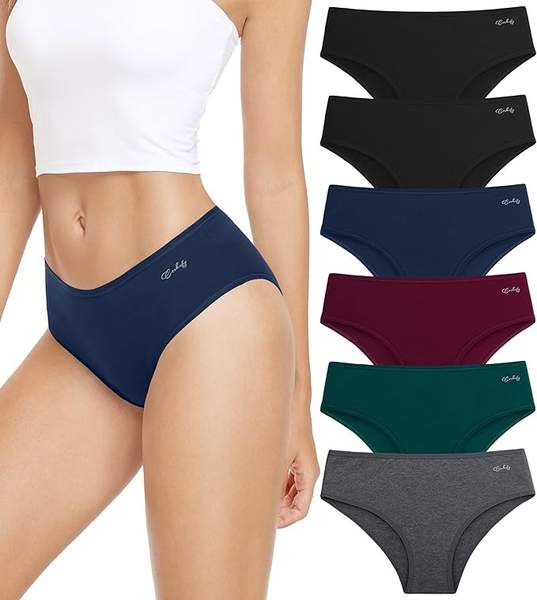 Baumwolle Panties Damen 6er Pack, Atmungsaktive Bequeme Hipster Slips