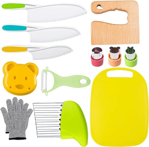 leking kinder messer set 13 pcs mit handschuhen und schneidebrett für kochen