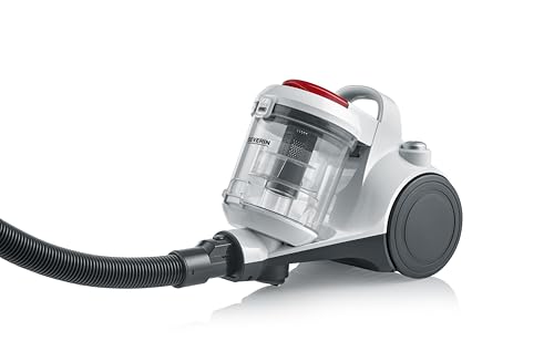 severin cy 7106 zyklon staubsauger beutellos 2 l mit boden und parkettdüse weiß/silber/rot