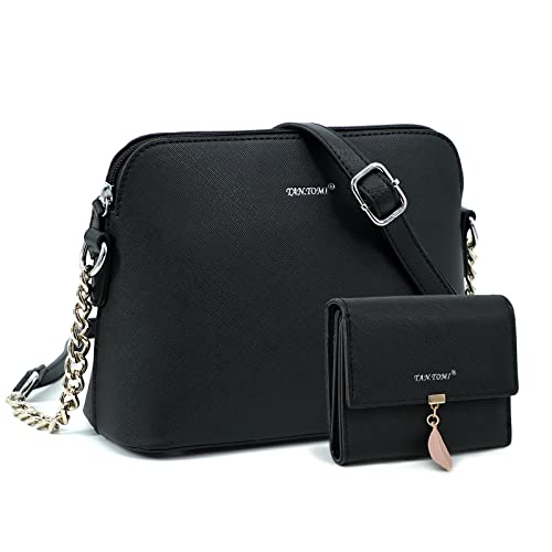 TANTOMI umhängetasche damen vegan leder, crossbody bag mit breitem gurt, gürteltasche stylish