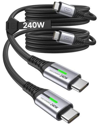 usb c kabel 240w pd schnellladekabel 2-pack 2m nylon geflochten für iphone samsung pixel macbook