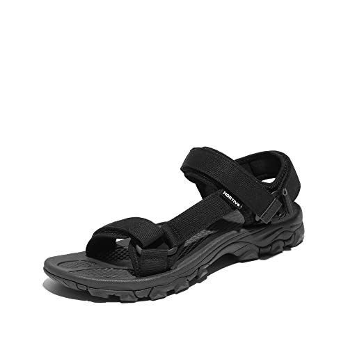 NORTIV 8 Herren Sandalen Sommer Schwarz Braun Gr. 40-46, Klettverschluss Arch Support