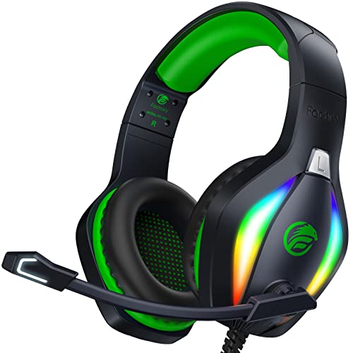 fc100 gaming headset für ps4 ps5 pc xbox nintendo switch, kabel, rgb, mikrofon, noise cancelling - grün