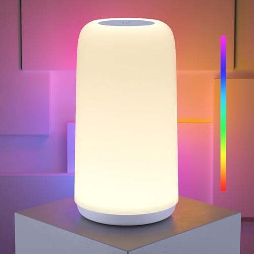 rootro led nachttischlampe dimmbar mit rgb 256 modi für schlafzimmer und büro
