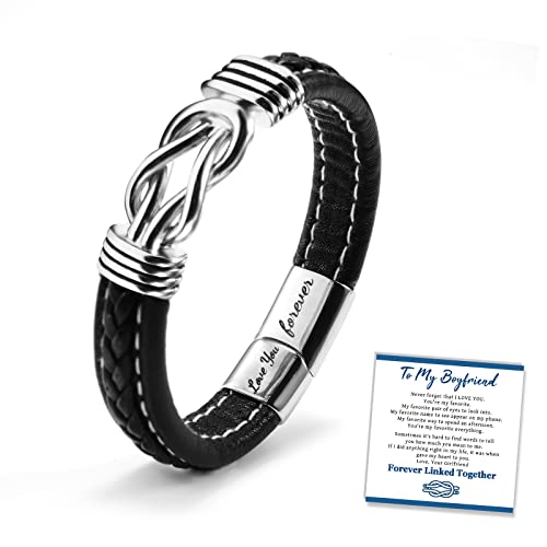 sunsh armband aus gewebtem leder mit infinity knot und gravur love you forever 8 in