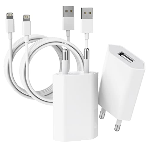 usb ladegerät 2er-pack, iphone ladegerät und 2m lightning kabel, znbtcy, schnellladung für iphone 14/13/12/11/xs/xr/x/8, weiß