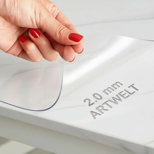 Produktbild: Artwelt Tischdecke Transparent 2.0mm Glasfolie Tischschutz Wasserdicht 200x80cm