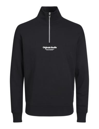 jack & jones pullover stehhals quarter zip männer relaxed fit schwarz größe m