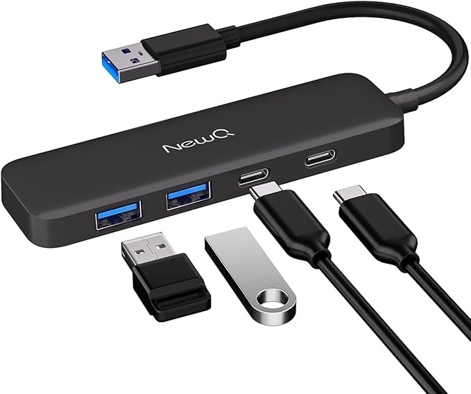 usb hub mit usb c, ultradünner usb 3.0 hub, 2 usb a & 2 usb c adapter für laptop, ps4, xbox