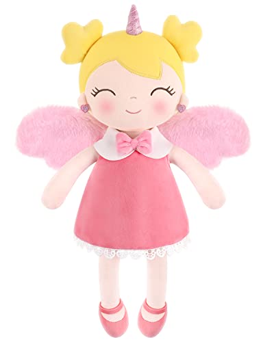 gagaku einhorn stoffpuppe 40cm mit flügeln taufe geschenk für mädchen 3-5 jahre - rosa