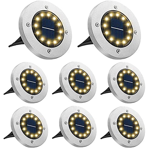 Bowfar solar bodenleuchten aussen 8 Stück, 12 LEDs 3000K warmweiss wasserdicht
