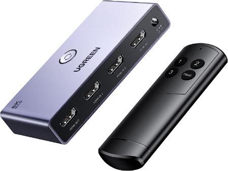 Produktbild: ugreen hdmi 2.1 switch 3-in-1 mit fernbedienung für 31,25 euro
