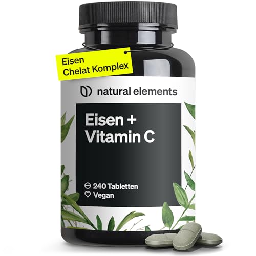 iron 40 mg mit vitamin c - 240 vegane eisen tabletten - chelatkomplex bisglycinat