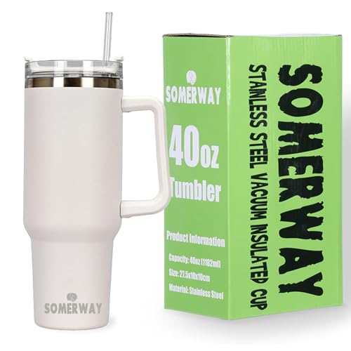reisebecher edelstahl mit strohhalm und deckel, doppelwandig 1182 ml, weiß