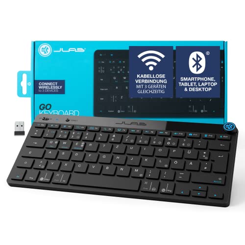 Produktbild: jlab go wireless tastatur qwertz bluetooth 5.0 multi-device für pc mac tablet laptop