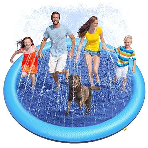 peteast hundepool für große und kleine hunde, 87" faltbares spritzpad, rutschfest
