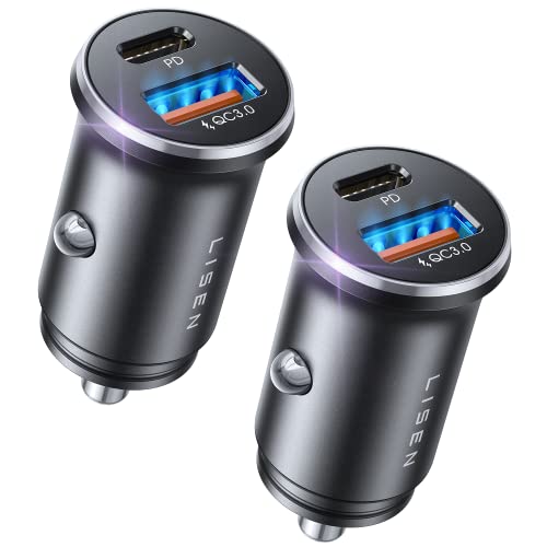 Produktbild: lisen 2-pack zigarettenanzünder usb c 54w auto ladegerät pd qc3.0 12v adapter für iphone 17 pro max galaxy s25 ultra ipad