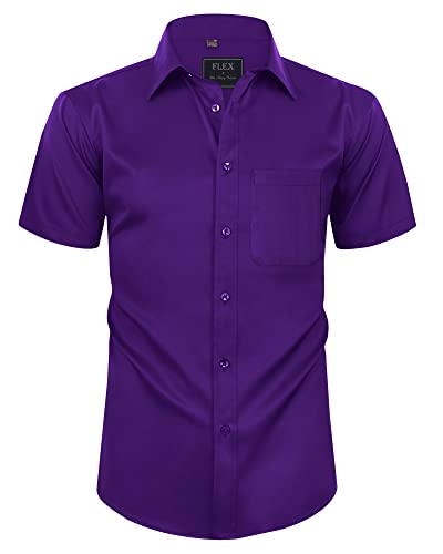 Herren Kurzarm Hemd bügelfrei, Regular Fit, Faltenfrei, mit Tasche, Casual