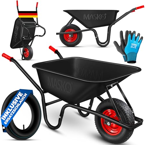 masko schubkarre gartenschubkarre 100 liter 250kg luftreifen schwarz weiß
