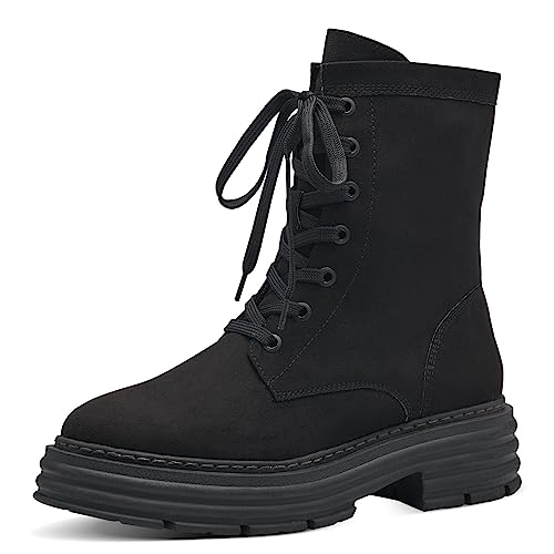 damen stiefeletten schwarz zum schnüren marco tozzi winter plateau 37