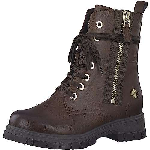 marco tozzi damen stiefeletten zum schnüren winter braun chestnut 38