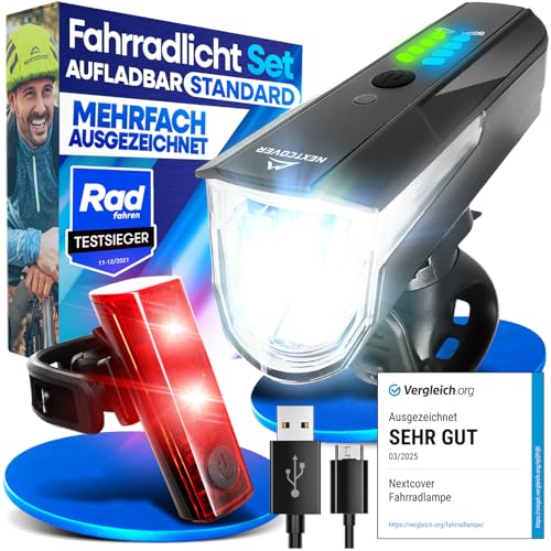 nextcover fahrradlicht set mit lightsense sensor, usb wiederaufladbar, stvzo zugelassen
