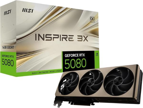 msi geforce rtx 5080 inspire 3x oc 16gb grafikkarte 1.309 statt 1.419