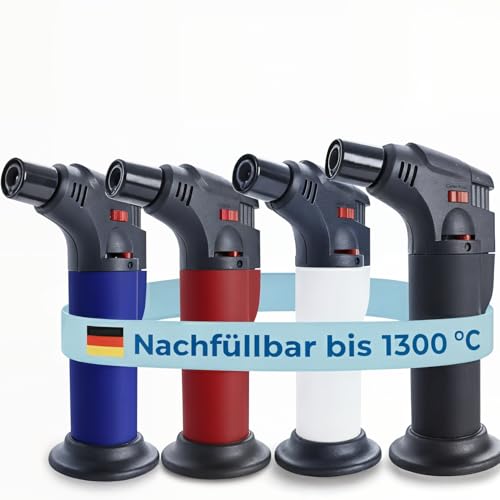 unilite sturmfeuerzeug mit gas, nachfüllbar, 4er set, jetflamme, elektronikfeuerzeug