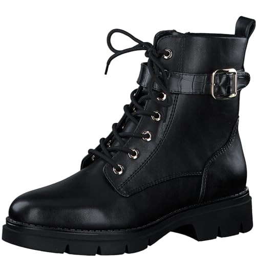 Tamaris Damen-Stiefelette Gr. 37 - Schwarz, Leder-optik