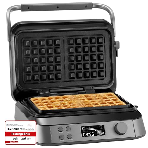 klamer waffeleisen doppelt für belgische waffeln, 1600W, 7 stufen, 5 programme, antihaft