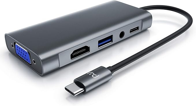 usb c hub docking station 5-in-1 adapter mit 4k hdmi vga und usb typ a, csl