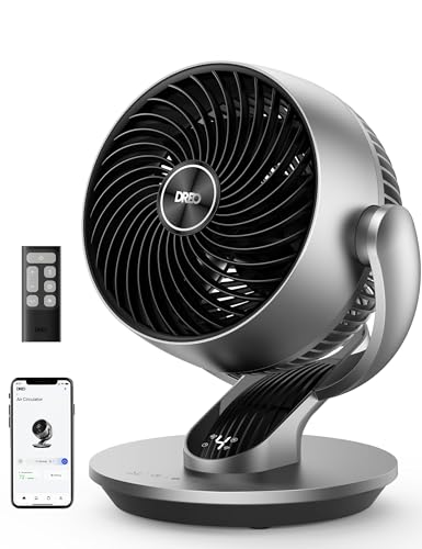 Dreo Smart Tischventilator 28dB, 4 Geschwindigkeiten, 12H Timer, oszillierend, Fernbedienung