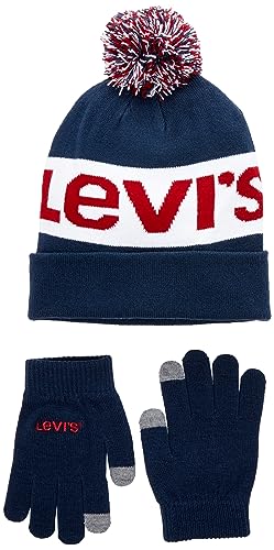 levi's beanie mütze set unisex lan und handschuh dress blues einheitsgröße