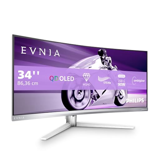 philips evnia 34m2c8600 monitor 34 zoll usb-c usb hub grau weiss