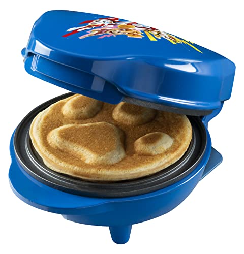 Mini-Waffeleisen Paw Patrol, 10cm Waffeln, für Kindergeburtstage, Weihnachten, Blau, mit Backampel, offizielles Lizenzprodukt