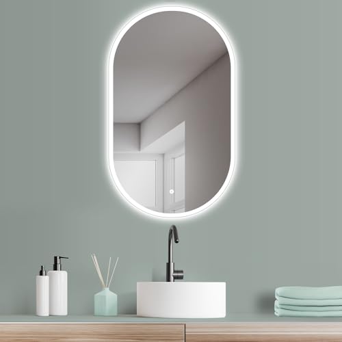 HOKO LED Spiegel oval 60x100 cm Verona, touch Schalter, warmweiß/kaltweiß