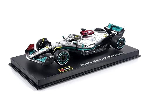 bburago mercedes amg petronas f1 team w13 2022 modell 1:43 mit fahrer silber