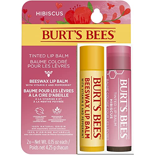 burt's bees lippenpflege multipack, bienenwachs und hibiskus lippenbalsam 2 x 4,25 g