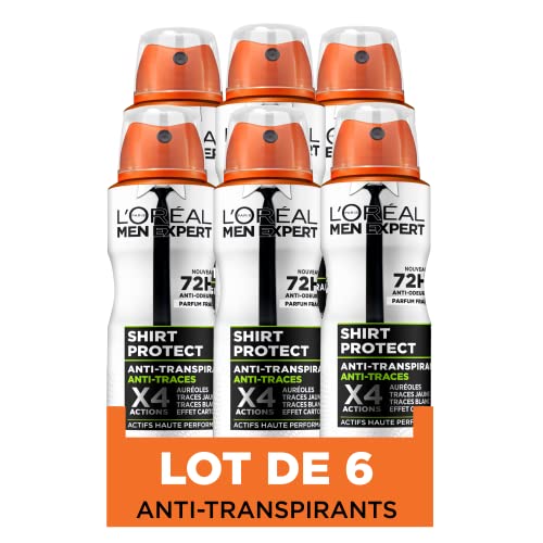 l'oral paris men expert deodorant spray shirt protect gegen fingerabdrücke, 150 ml, 6 stück