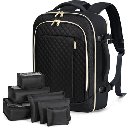 Produktbild: lekespring rucksack für 17.3 zoll laptop mit pack cubes, handgepäck schwarz