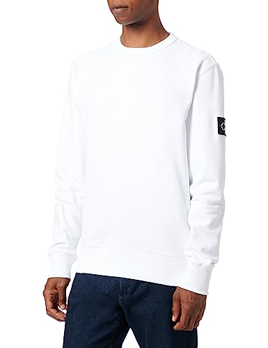 calvin klein herren sweatshirt crew neck weiß badge, grösse L