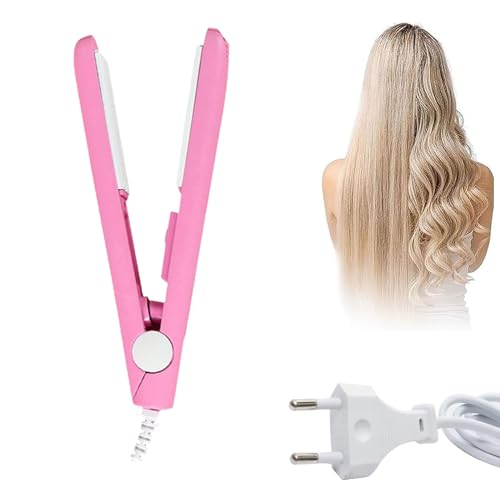 2-in-1 glätteisen, haarglätter keramik für glattes oder lockiges haar, tragbar, rot