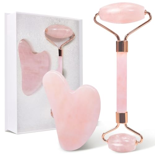 gugug rose quartz roller und gua sha stein für gesichtsmassage und hautstraffung