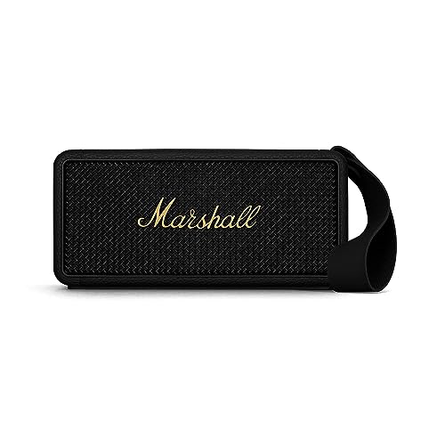 Marshall Middleton Bluetooth Lautsprecher, kabellos, 20+ Stunden Spielzeit, IP67 wasserfest, schwarz-messing