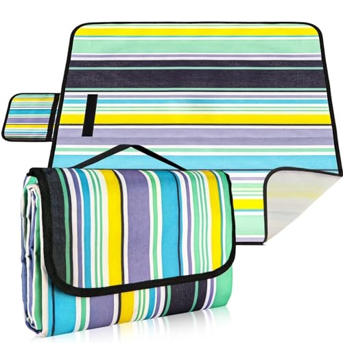 Ninonly picknickdecke wasserdicht 200x200 cm tragbar für 4-7 personen blau