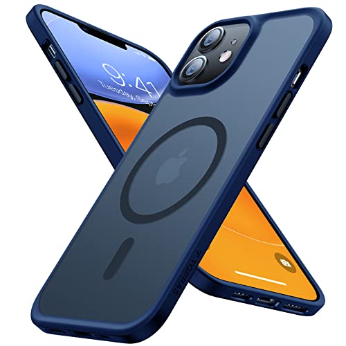 torras guardian-mag case für iphone 12, 12 pro, shockproof, blau, samt-touch