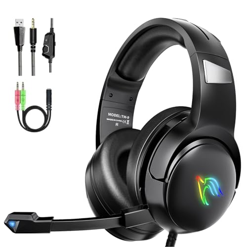 yinsan gaming headset für ps5, xbox, ps4, pc, switch, mac - kabelgebunden, mikrofon, rgb