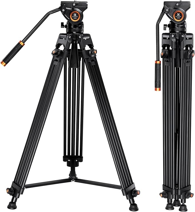 K&F CONCEPT Kamera Stativ 184cm Videostativ mit 360 Fluidkopf für DSLR, Camcorder